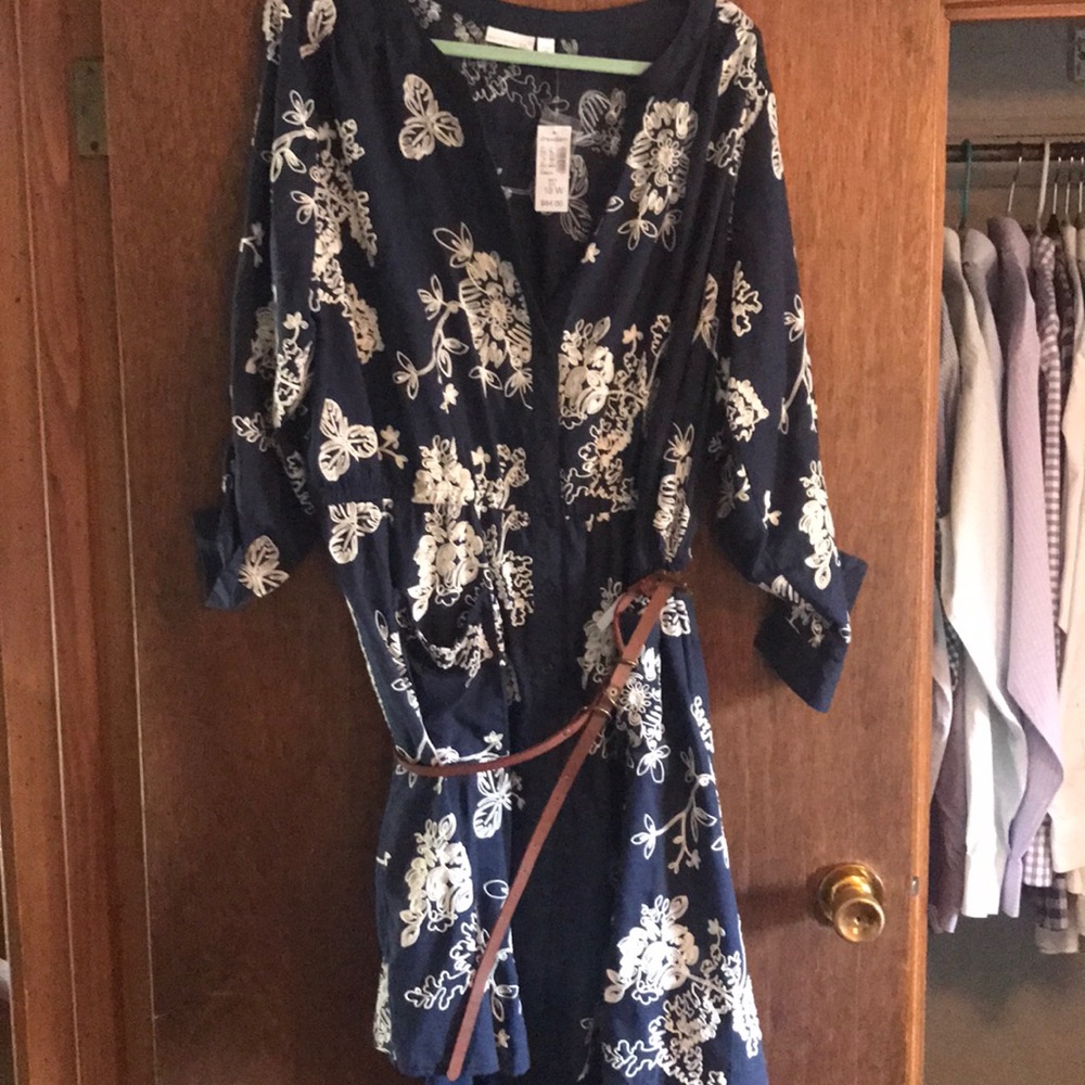 Blue and white 3/4 sleeve dress from Dressbarn